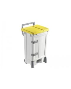 POLARIS DELUX CONTENITORE IN PLASTICA BEIGE LT.90 C/PORTA, PEDALE,IMPUGNATURA, RUOTE Ø 125 MM. E COPERCHIO GIALLO