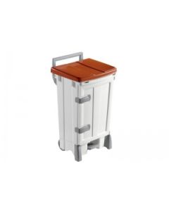 POLARIS DELUX CONTENITORE IN PLASTICA BEIGE LT.90 C/PORTA, PEDALE, IMPUGNATURA, RUOTE Ø 125 MM. E COPERCHIO ROSSO